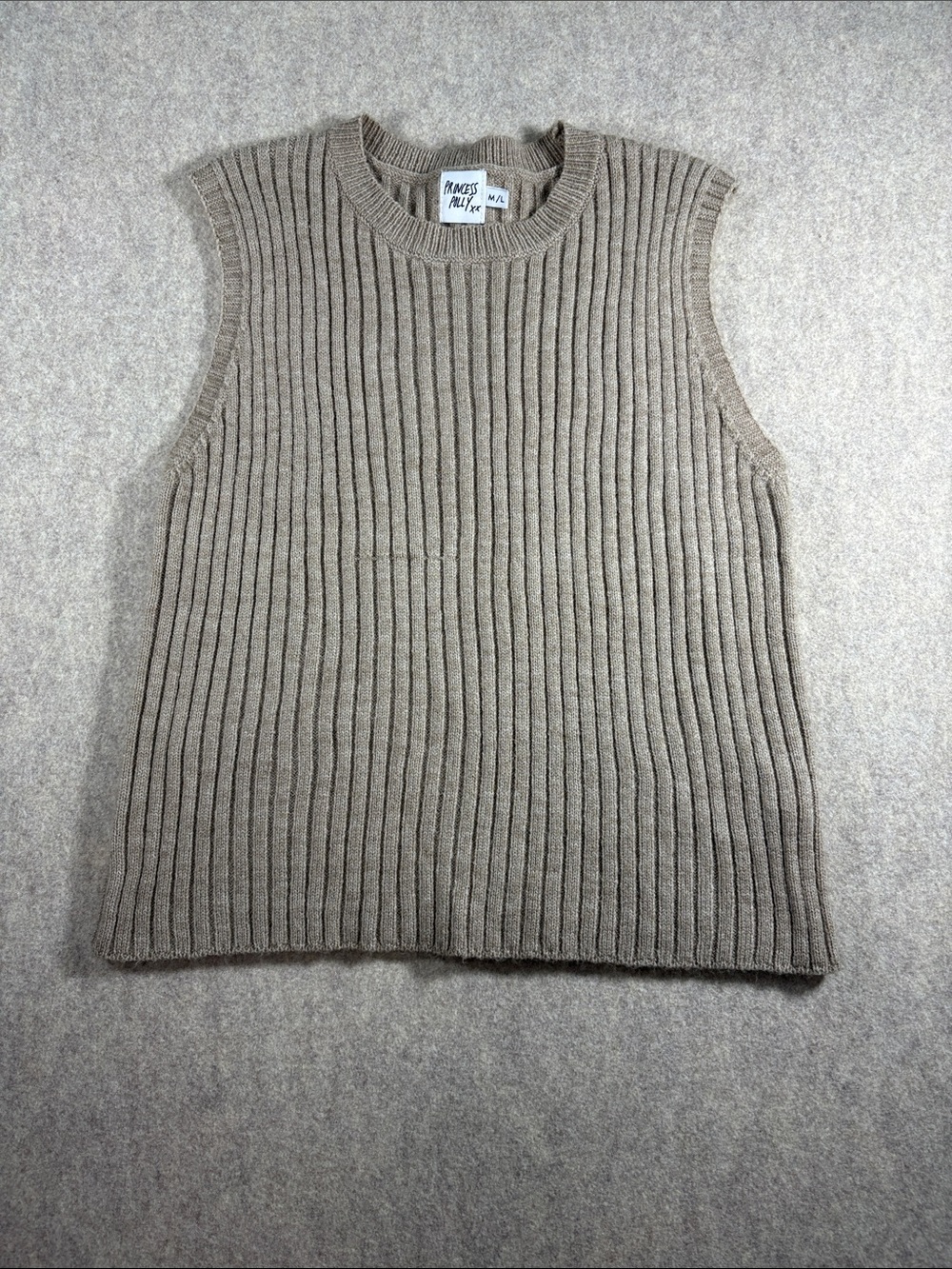 Princess Polly Jessabell Rib Sleeveless Top Knit Sweater Vest Mocha M/L